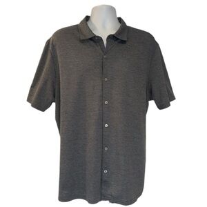 Robert Barakett Robbins Knit Button-Down Shirt Men’s XXL Gray Short Sleeve